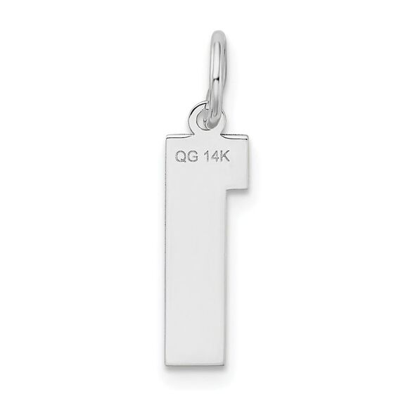 14k White Gold, Jersey Collection, Medium Number 1 Pendant - Picture 3 of 6